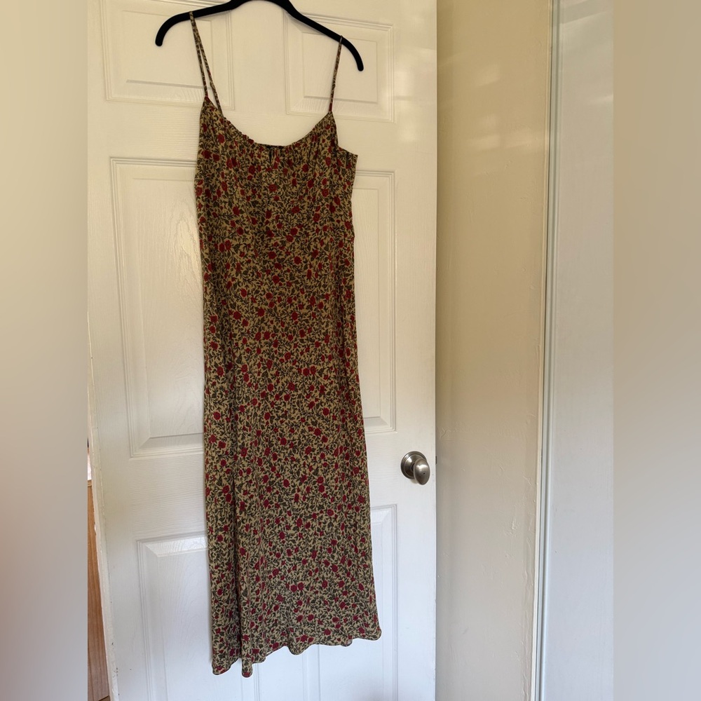 Realisation Par Floral Slip Dress in Olive Green and Red